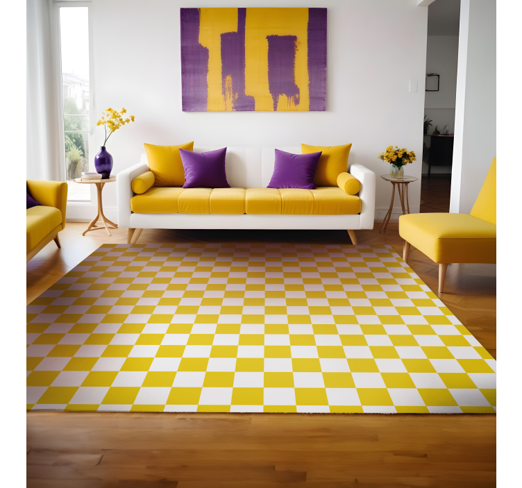 Checkered pattern  yellow vinyl carpet - TenStickers