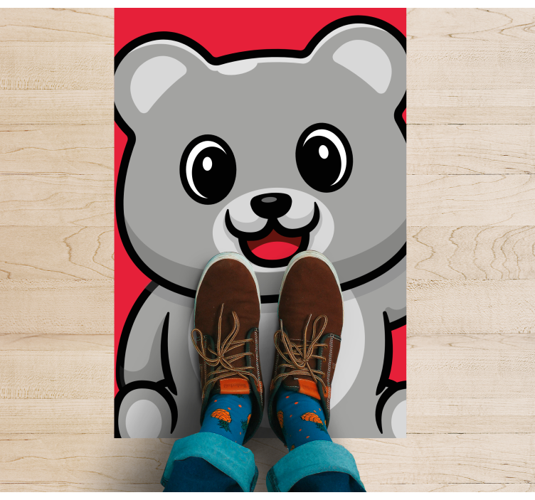 Cheerful Bear Face kids vinyl carpet - TenStickers