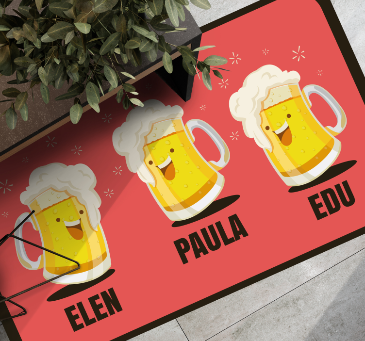 Custom beer mugs entrance hall vinyl carpet - TenStickers