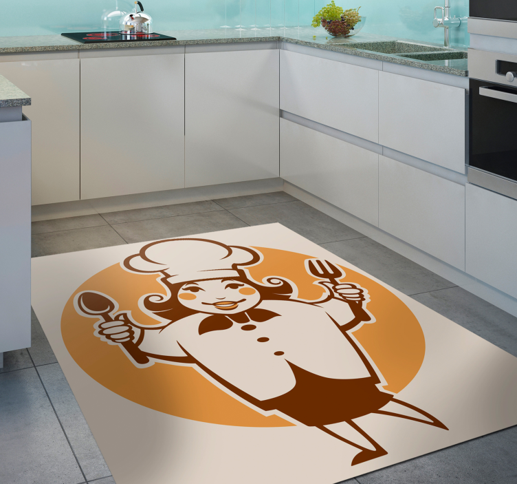 Cheerful Chef Silhouette kitchen vinyl carpet - TenStickers
