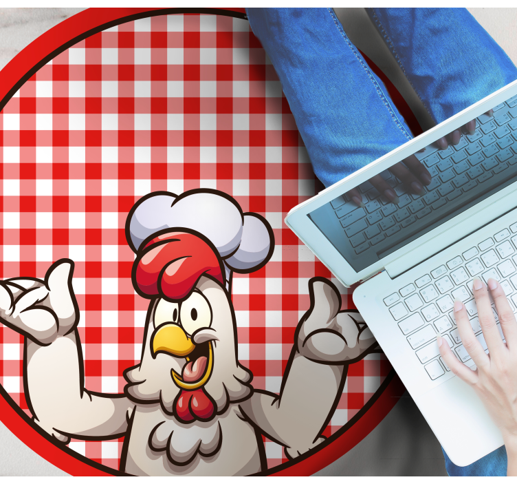 Cheerful Chicken Chef kitchen vinyl carpet - TenStickers