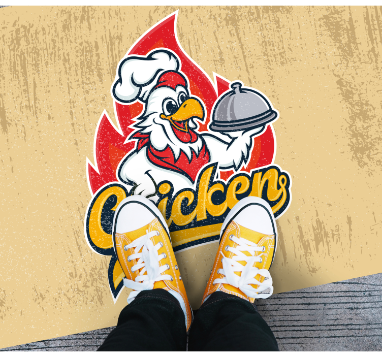 Cheerful Chicken Logo kitchen vinyl carpet - TenStickers