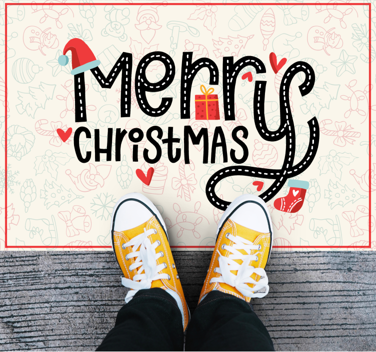 Cheerful greeting Christmas vinyl carpet - TenStickers