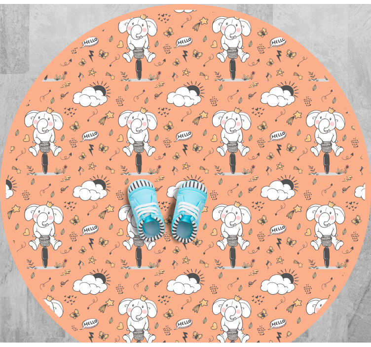 Cheerful Elephant Theme kids vinyl carpet - TenStickers