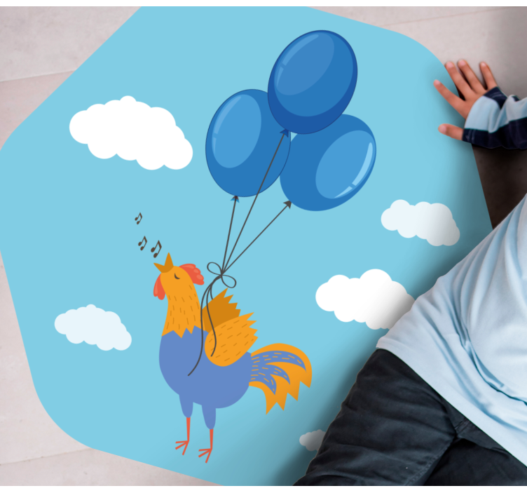 Cheerful Rooster Balloons kids vinyl carpet - TenStickers