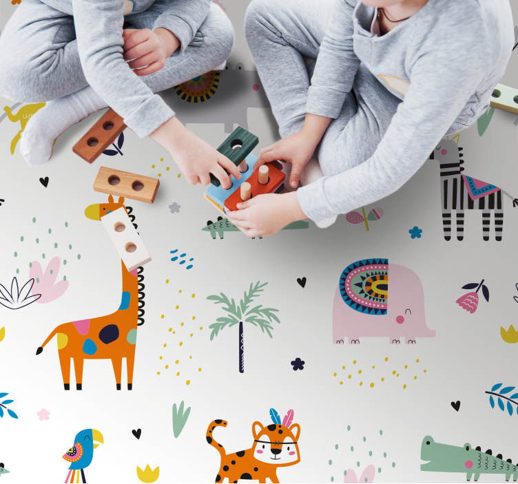 Cheerful Safari Theme nursery vinyl carpet - TenStickers