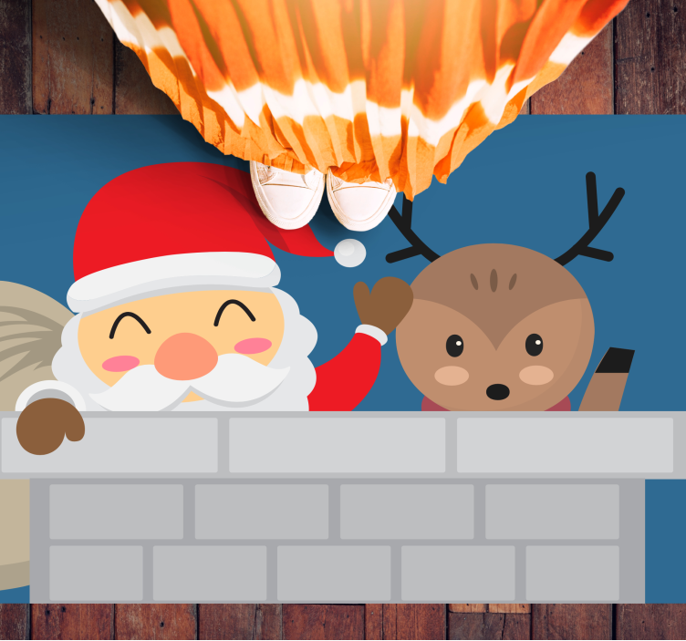 Cheerful Santa Scene Christmas vinyl carpet - TenStickers