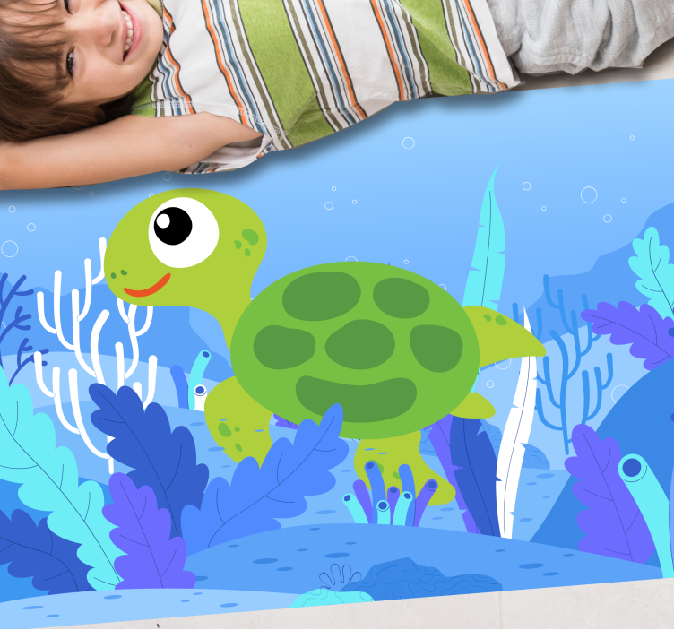 Cheerful Turtle Seascape kids vinyl carpet - TenStickers