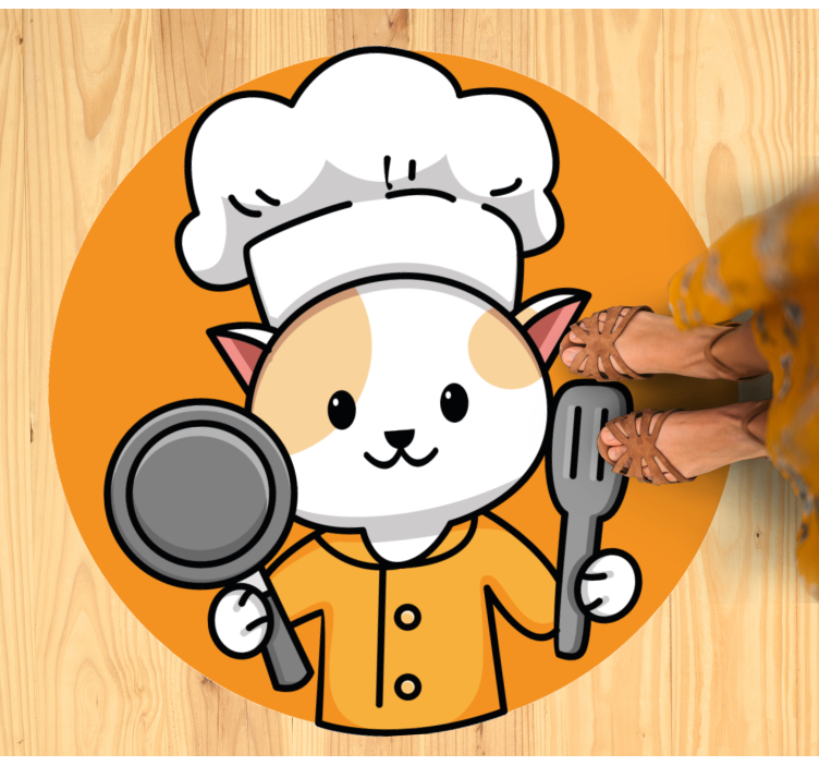 Orange chef cat kitchen vinyl carpet - TenStickers