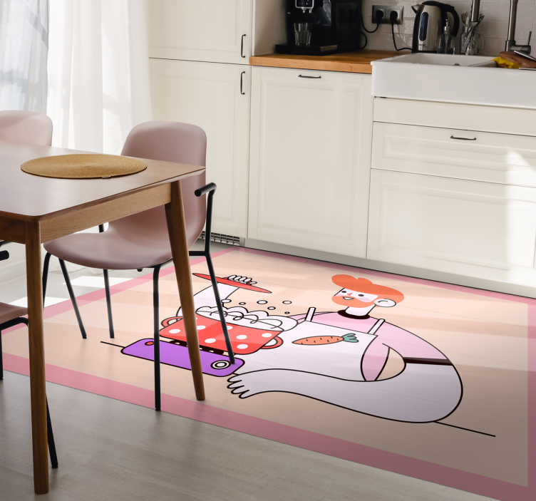 Red-haired man cooking kitchen vinyl carpet - TenStickers
