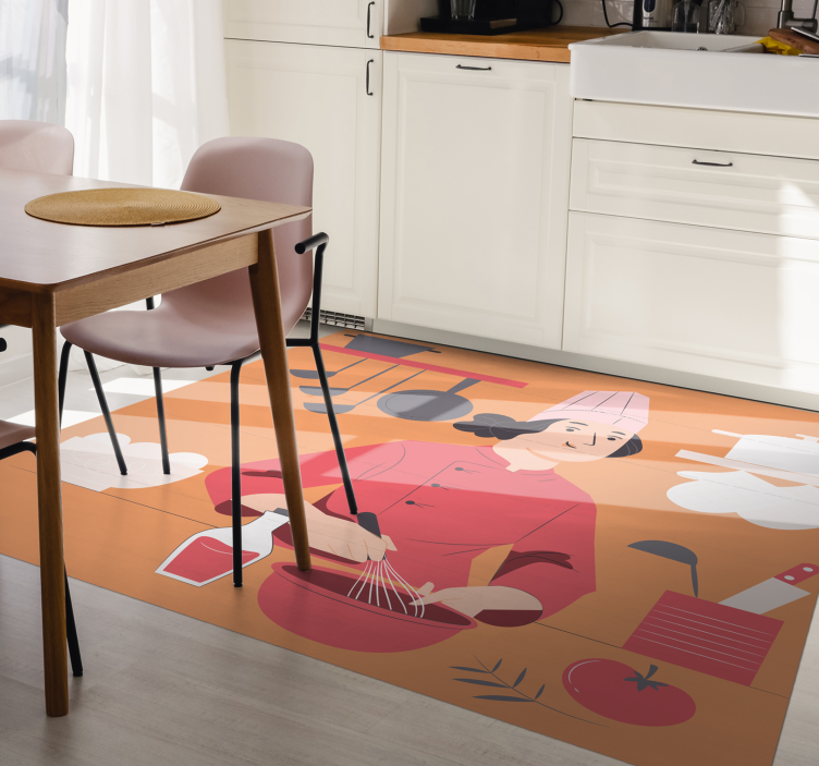Chef Illustration kitchen vinyl carpet - TenStickers
