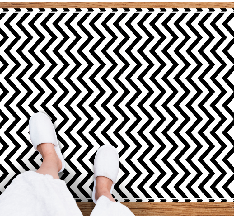 Chevron black and white geometric vinyl carpet - TenStickers