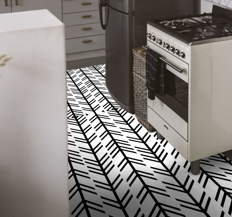 Chevron black lines striped vinyl carpet - TenStickers