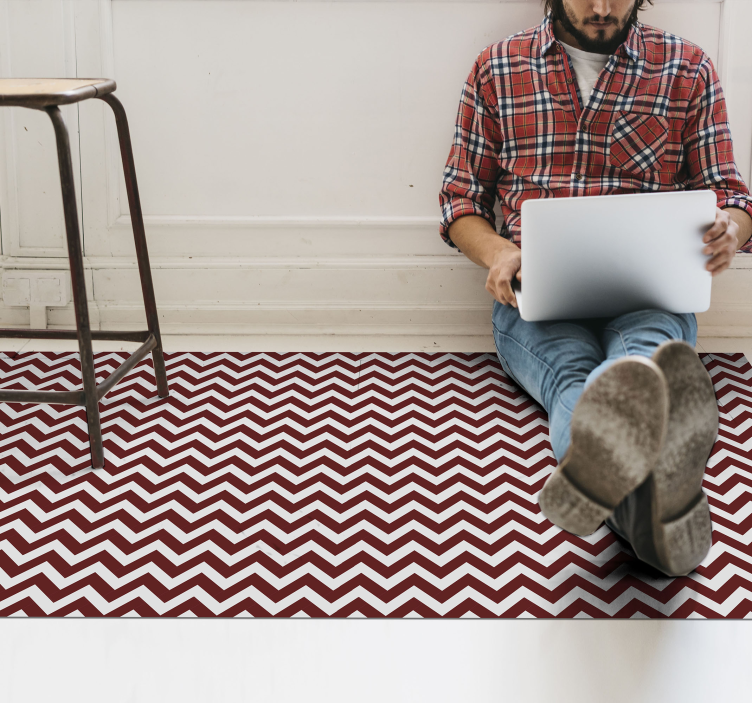 Red chevron style geometric vinyl carpet - TenStickers
