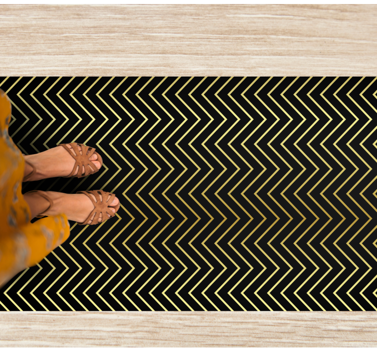 Chevron golden motif geometric vinyl carpet - TenStickers