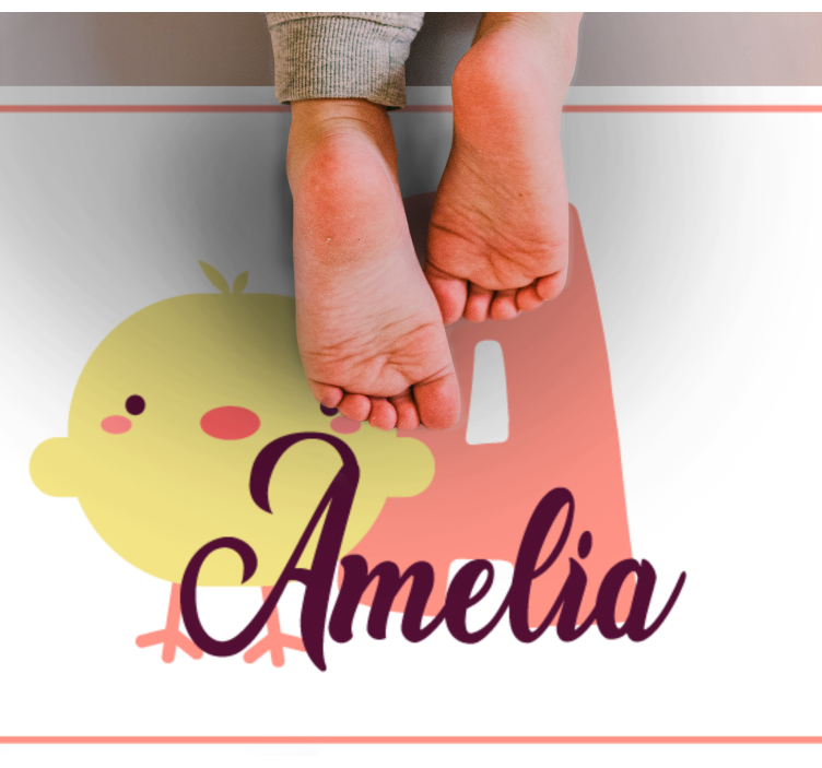 Chick with name and initial nursery vinyl carpet - TenStickers