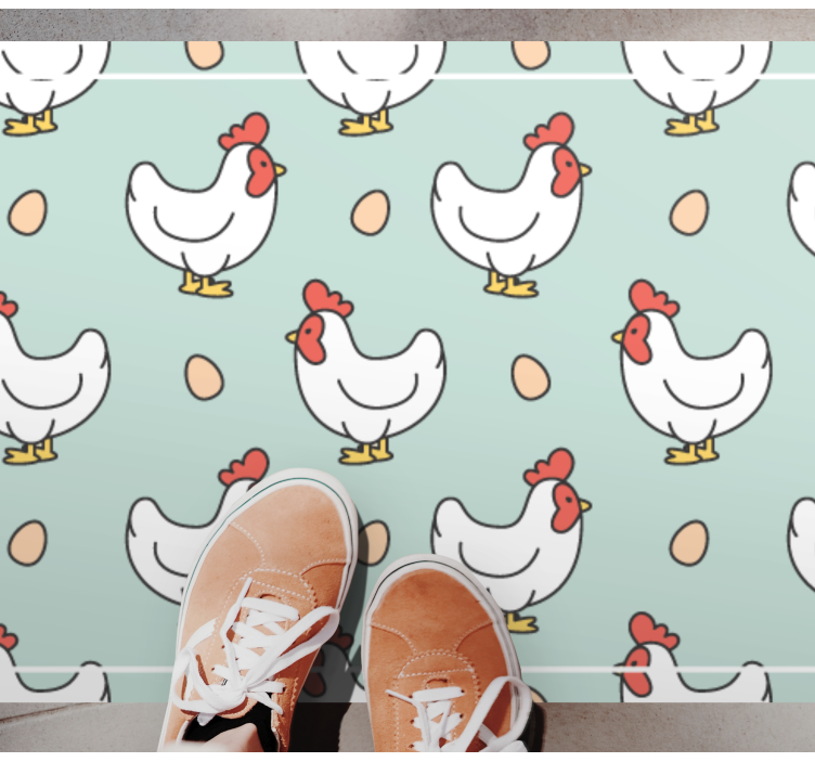 Chickens and Ova kitchen vinyl carpet - TenStickers