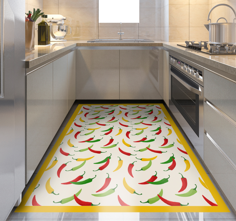 Chili pepper motif kitchen vinyl carpet - TenStickers