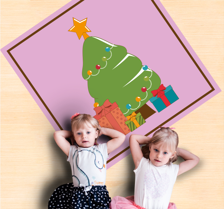 Illustration of a tree with gifts Christmas vinyl carpet - TenStickers