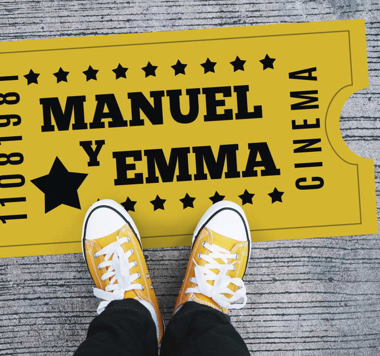 Cinema ticket for couple custom vinyl carpet - TenStickers