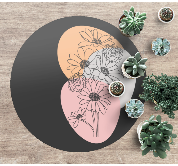 Circle composition floral vinyl carpet - TenStickers