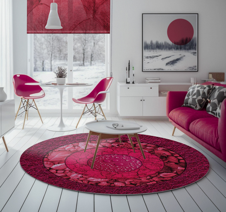 Magenta textured circles vinyl floor mat - TenStickers