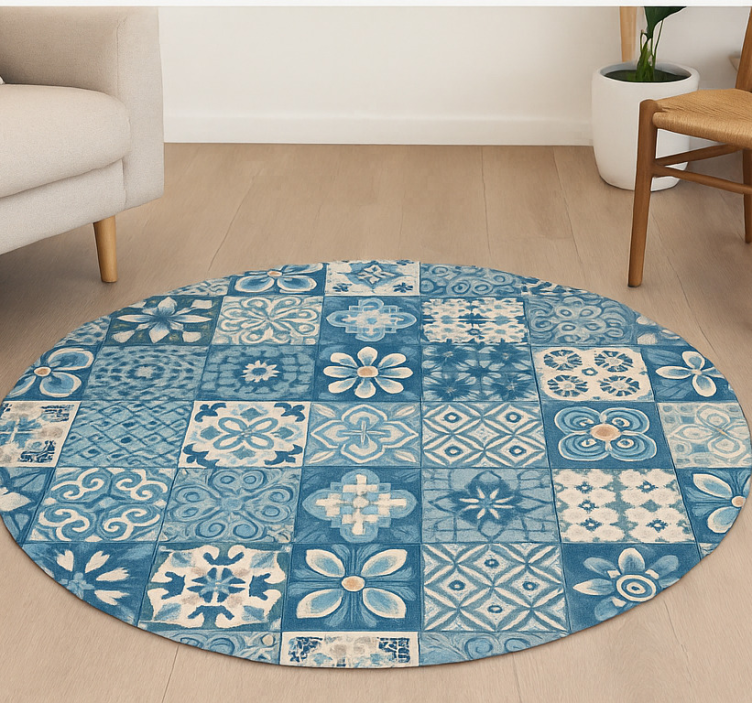 Circular mosaic tiles blue vinyl carpet - TenStickers