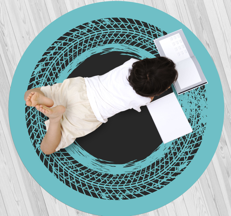Circular Turquoise Swirl striped vinyl carpet - TenStickers