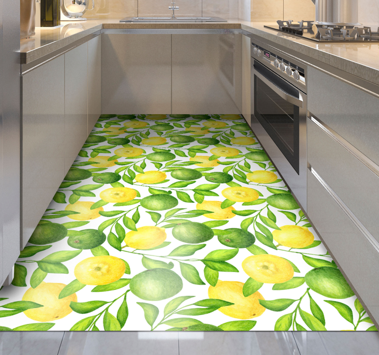 Citrus Leaf Overlay kitchen vinyl carpet - TenStickers