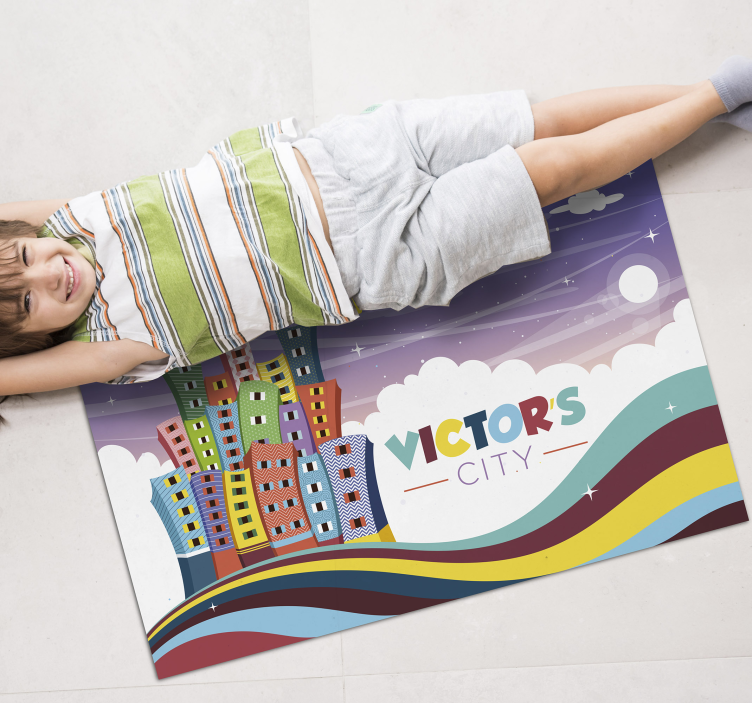 Cityscape Rainbow custom vinyl carpet - TenStickers