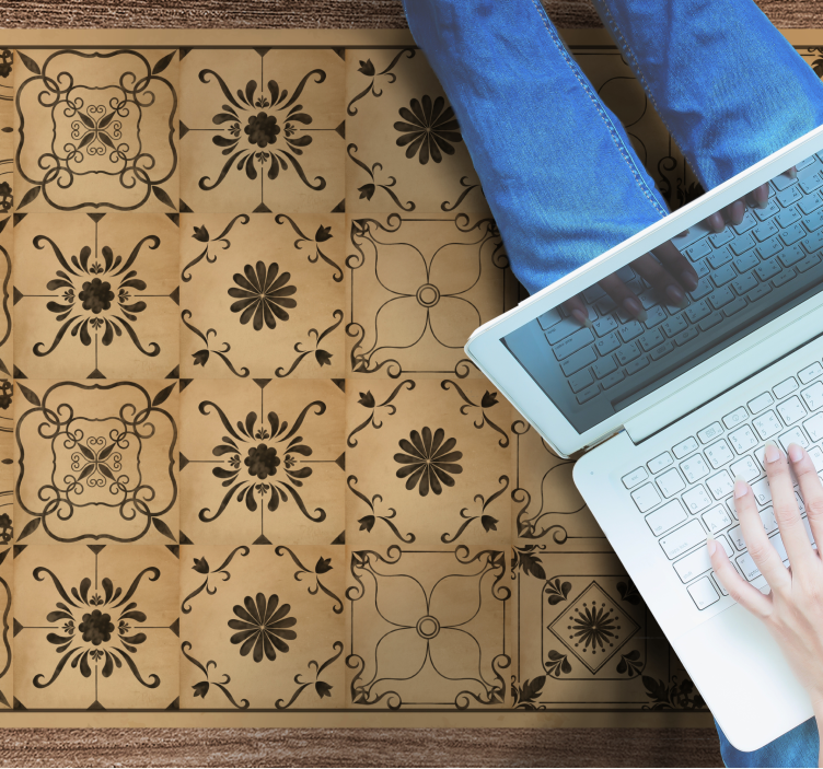 CLASSIC FLORAL MOTIF stone effect vinyl carpet - TenStickers