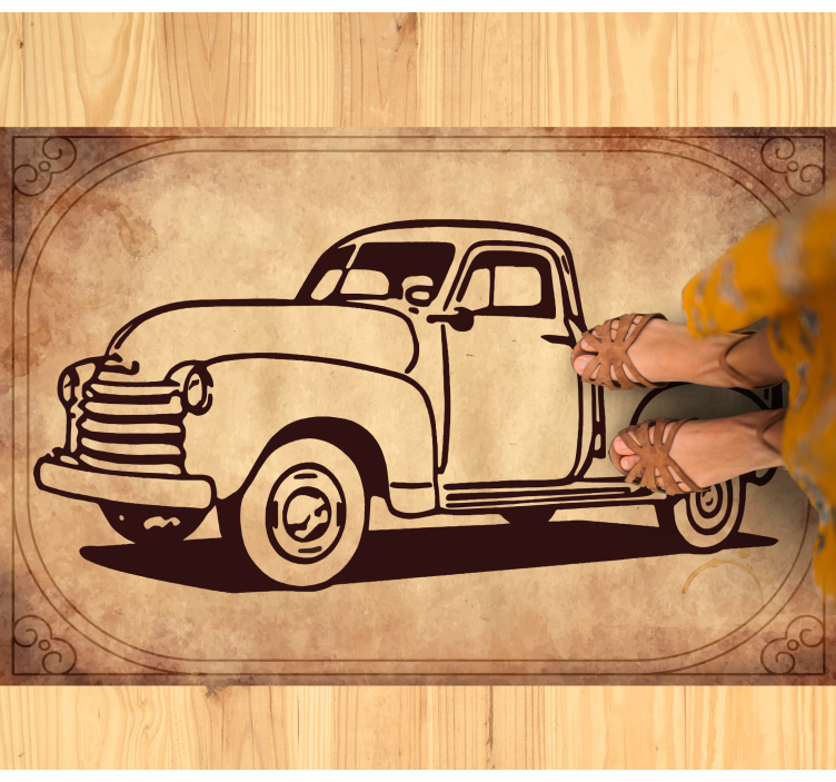 Classic truck silhouette vintage vinyl carpet - TenStickers