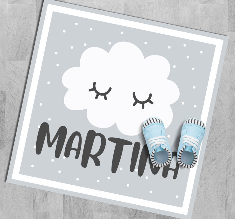 Gray Cloud With Name nursery vinyl carpet - TenStickers
