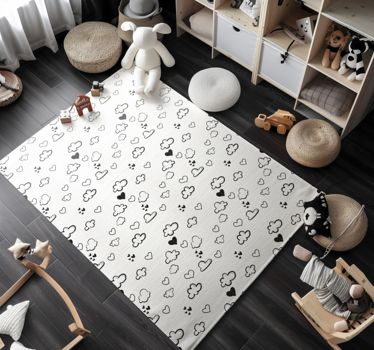 Clouds and hearts white vinyl carpet - TenStickers