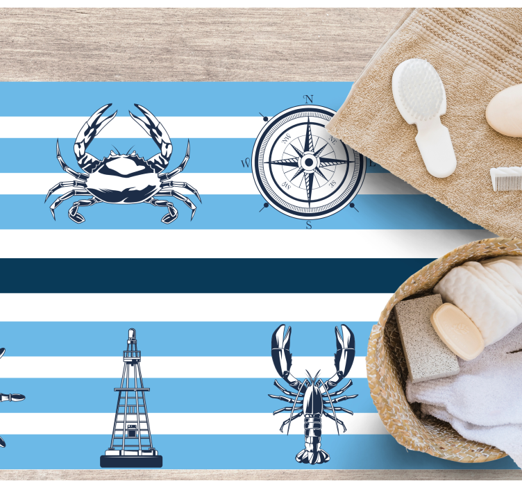 Coastal Nautical Themes bathroom vinyl carpet - TenStickers