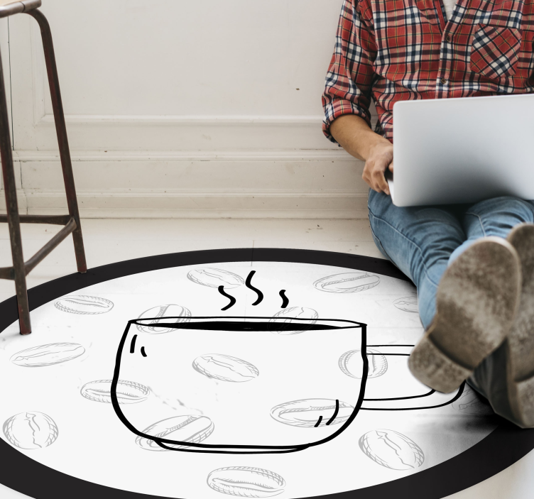 Coffee Cup Illustration kitchen vinyl carpet - TenStickers