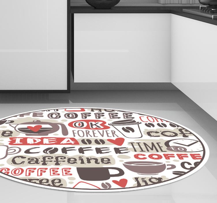 Coffee Lover's Circle kitchen vinyl carpet - TenStickers
