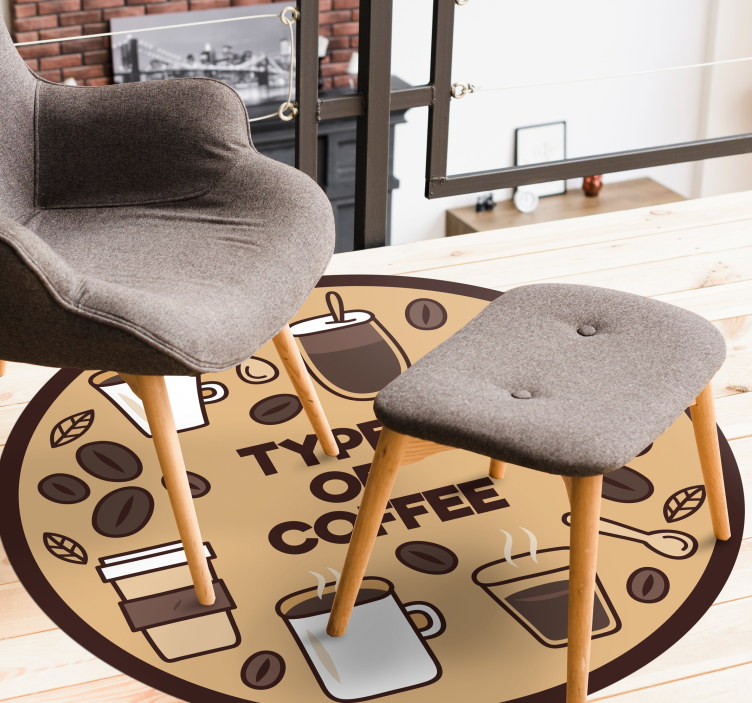 Coffee Varieties Circle kitchen vinyl carpet - TenStickers