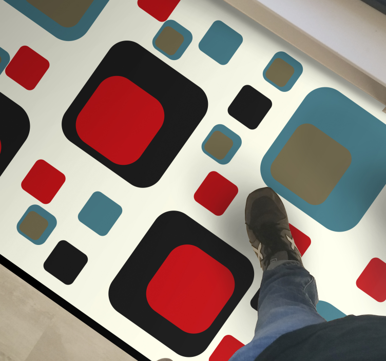 Colorful Abstract Squares geometric vinyl carpet - TenStickers