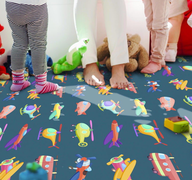 Colorful airplanes pattern kids vinyl carpet - TenStickers