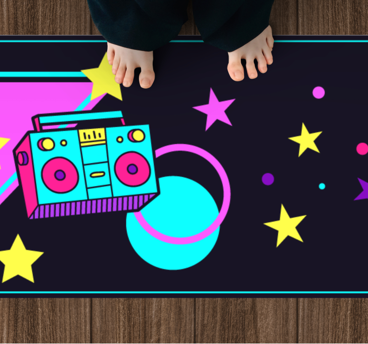 Colorful Boombox Graphic vintage vinyl carpet - TenStickers