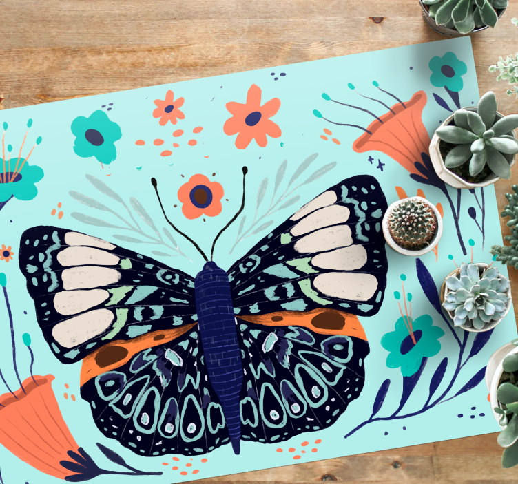 Colorful Butterfly Details floral vinyl carpet - TenStickers