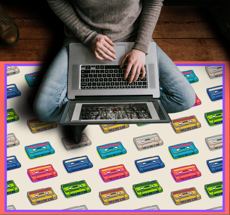 Colorful cassette tapes vintage vinyl carpet - TenStickers