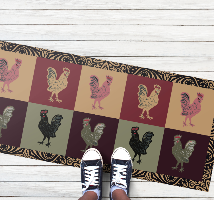 Colorful chicken pattern animal vinyl carpet - TenStickers
