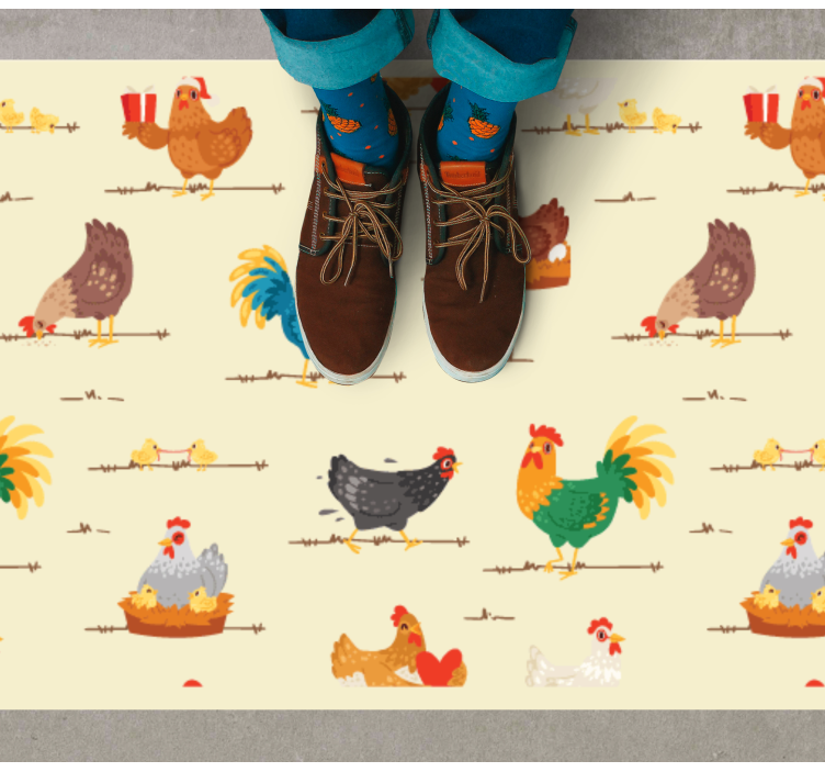 Colorful Chicken Patterns animal vinyl carpet - TenStickers