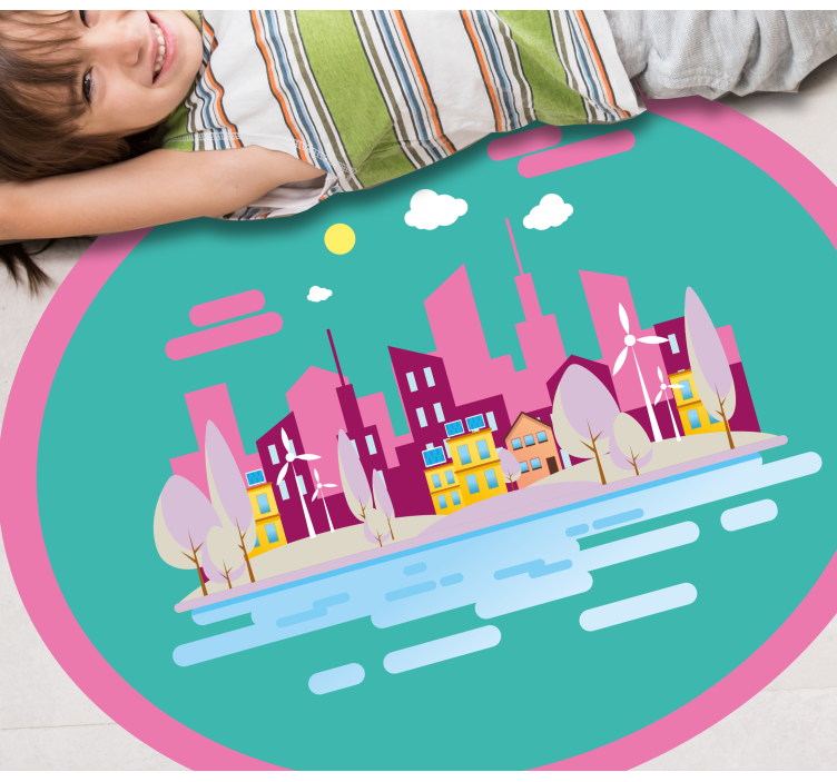 Colorful Cityscape kids vinyl carpet - TenStickers