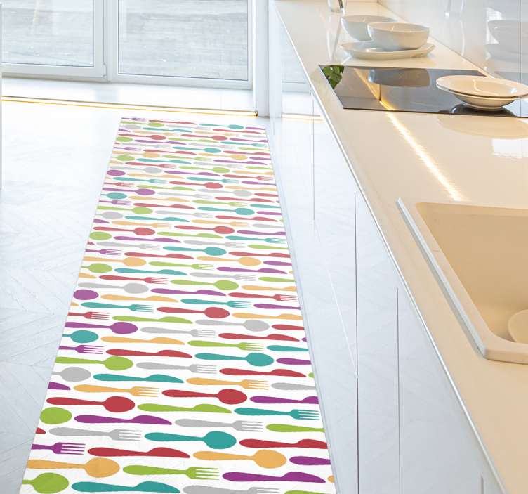 Colorful Cutlery Pattern kitchen vinyl carpet - TenStickers