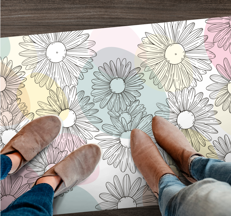Aquarella daisy design floral vinyl carpet - TenStickers