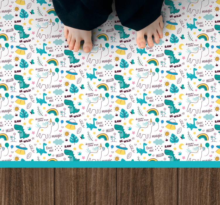 Colorful Dino Adventure nursery vinyl carpet - TenStickers