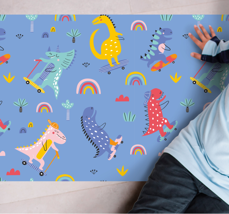 Colorful Dinosaur adventure kids vinyl carpet - TenStickers
